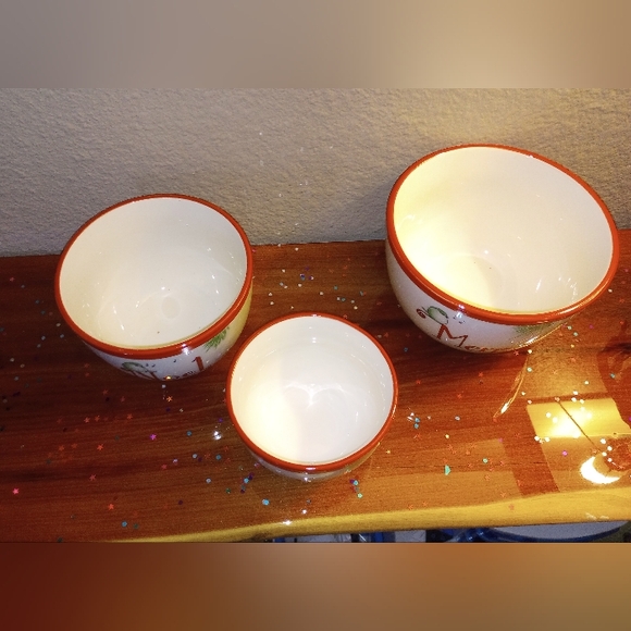 Christmas Bowls Merry Noel Joy 3 sizes - Picture 7 of 9